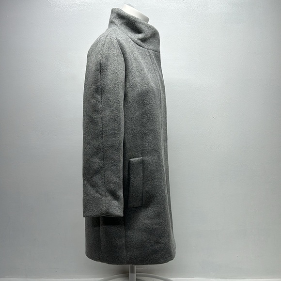 J Crew City Coat Peacoat Jacket Wool Funnel Neck Full Zip Pockets Gray Size 8 - Picture 4 of 9
